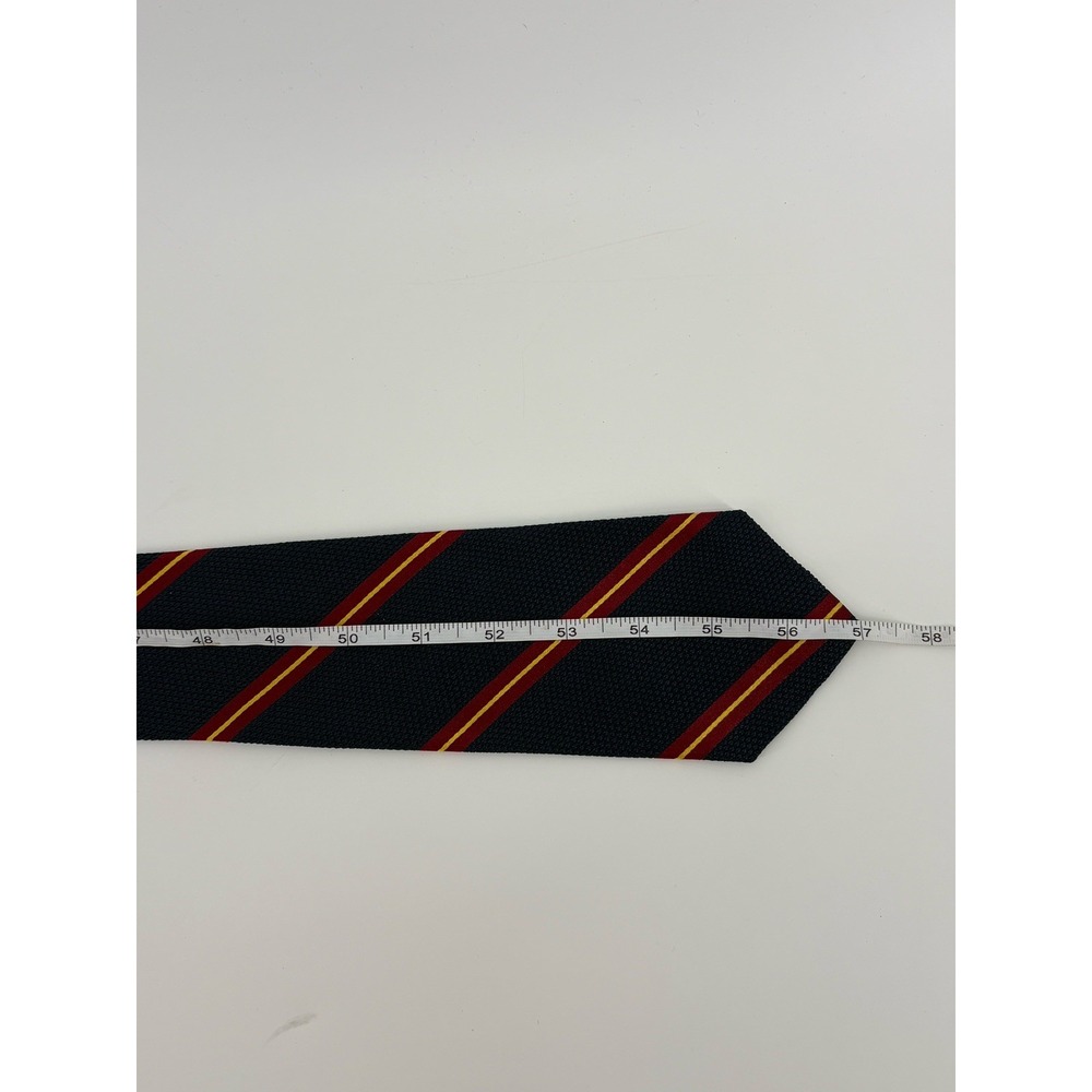 Vintage Polo Ralph Lauren Silk Grenadine Repp Stripe Tie Navy Red Gold USA 57" - Picture 11 of 11